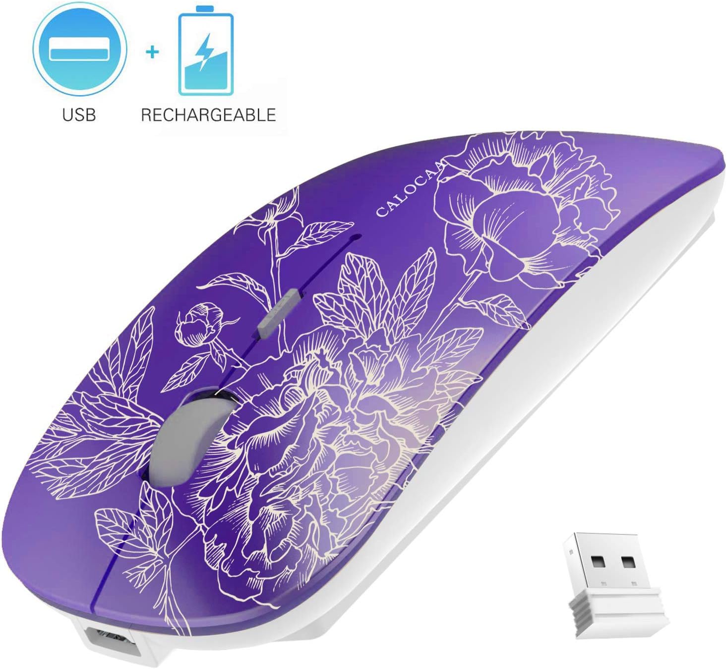 CALOCAA Wireless Mouse Ultra Thin Computer Mouse Mini Portable Office Mobile Mouse Laptop