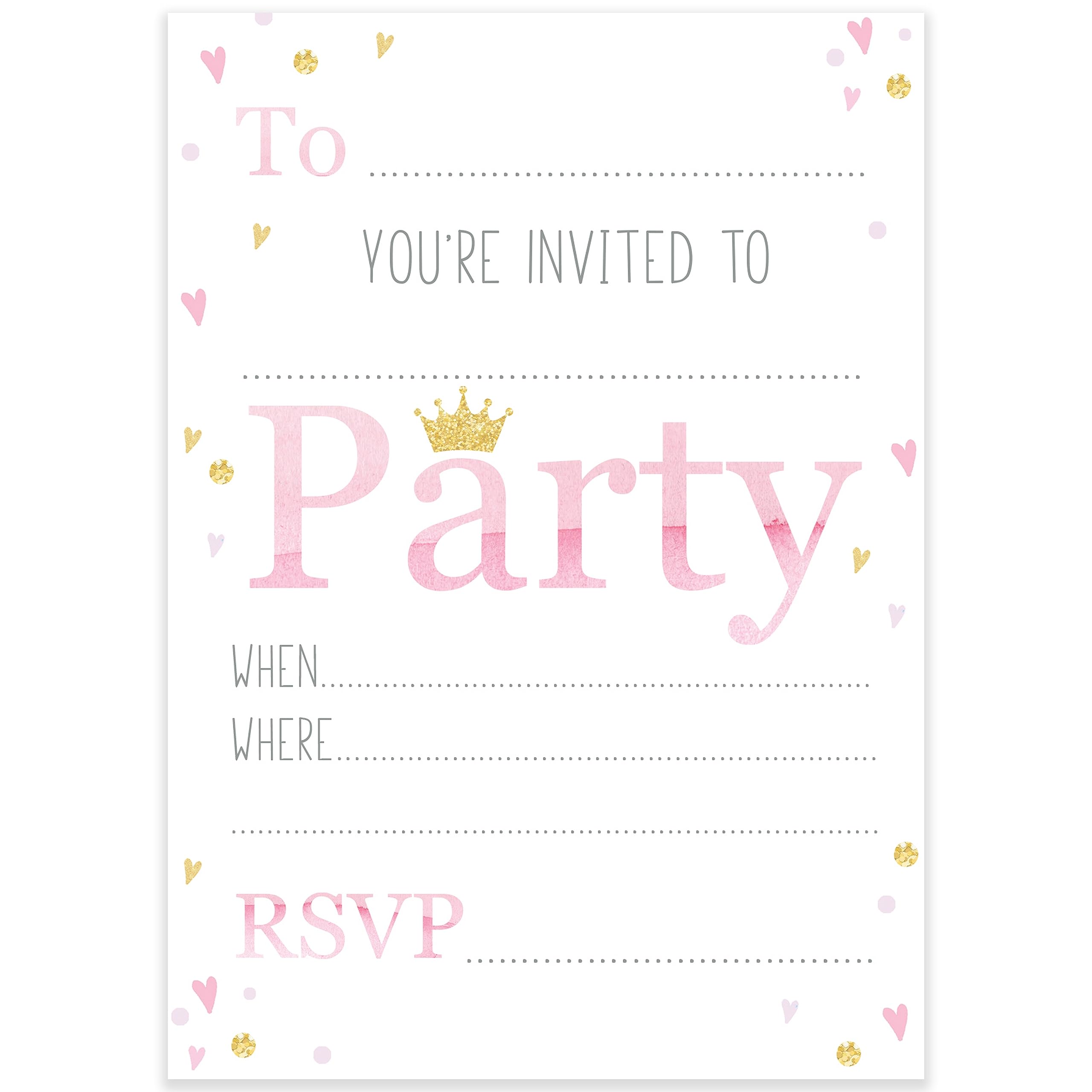Princess Party Invitations Pink Girls Party Invites x10