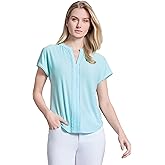Jones New York Womens Split Nk Henley with Trim