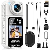 Movcan S70 Body Camera with Audio and Video Recording, HD 1520P Body Cam with 180° Rotating Lens, Thumb Size Hands Free Recording Body Worn Camera, Portable Camcorder for Work (64GB, White)