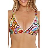 Lucky Brand Womens Tropical Paisley Halter Bikini Top, Adjustable, Tie Back, Swimwear Separates for Women
