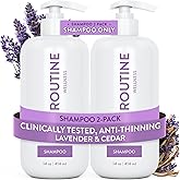 Routine Wellness Anti-Thinning Shampoo for Thinning Hair - Biotin DHT Blocker Women & Men - Color Safe for Hair Loss & Healthy Hair - Lavender & Cedar 14oz (Pack of 2 Shampoo)
