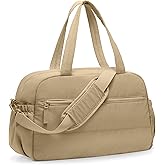 Gym Bag for Women, Travel Duffle Bags with Wet Pocket, Lightweight Carry on Bag Overnight Weekender Duffel Bag, Water Resistant (Camel)