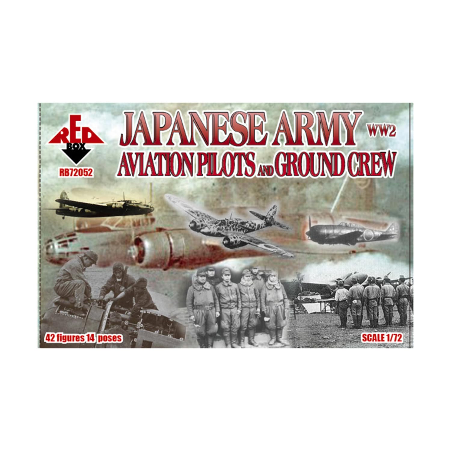 Red Box Figures WWII Japanese Army Aviation Pilots and Ground Crew (42-Piece) (1/72 Scale)