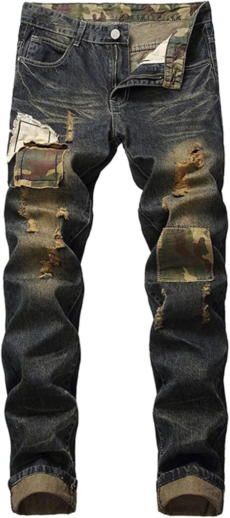 Amazon Co Jp Runzhi002 ファッションジーンズ高級メンズデニムパンツはスリムフィットストレートジーンズジッパーパンツ破れ ジーンズ Color 6011 Size 34 ホーム キッチン