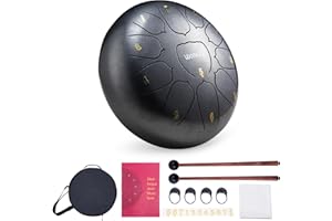 VixxNoxx Rain Drum for Outside Garden, 10 Inches 11 Notes Steel Tongue Drum Handpan Percussion Instrument for Yoga Meditation & Sound Therapy, Adult Gift with Bag, Mallets & Songbook (Silver Grey)