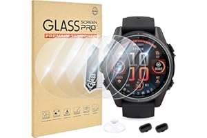 5 Pack Compatible for Garmin Fenix 8 Solar/Amoled 43mm Screen Protector, Charger Port + HD Clear 9H Hard Tempered Glass Prote