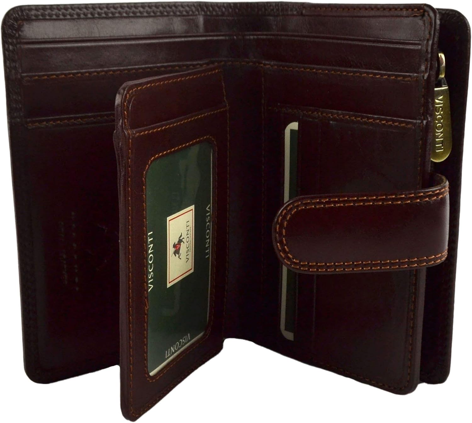 Visconti Leather Ladies Purse Monza Brown, Dimensions: Approx 17cm x 9cm ( 6.75" x 3.5" ) - Image 4