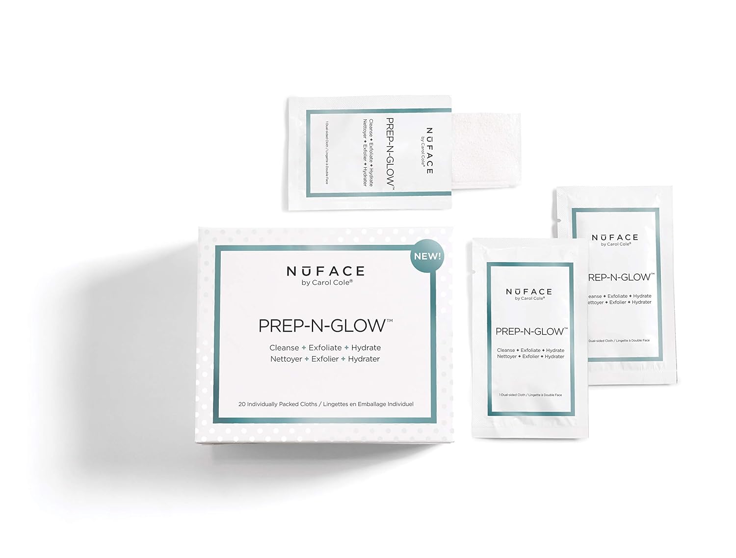 NuFACE PrepNGlow Dual-Sided Cleansing Cloths, 20 Count: Premium Beauty