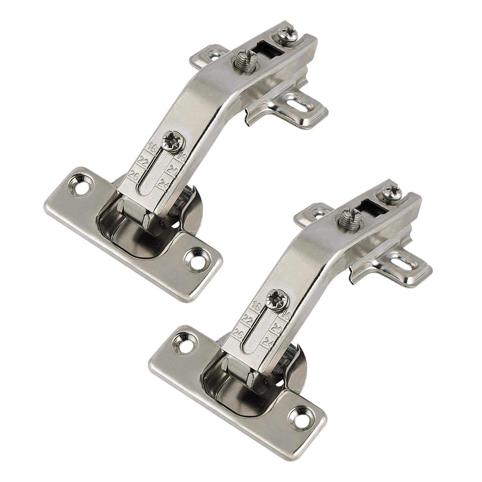 PinLin 2 Pack 135 Degree Kitchen Cabinet Hinge 35mm Plate Full Overlay Cupboard Door Hinges Automatic Closing Spring Without Soft Close, Screws Included