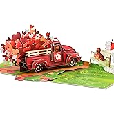 POPWOW Heart Truck Valentines Day Pop Up Card, Mailbox, Dog, Love 3D Popup Greeting Cards, Gifts for Wife, Husband, Lovers, Boyfriend, Girlfirend, Him, Her, 5x7 - Includes Envelope And Message Note
