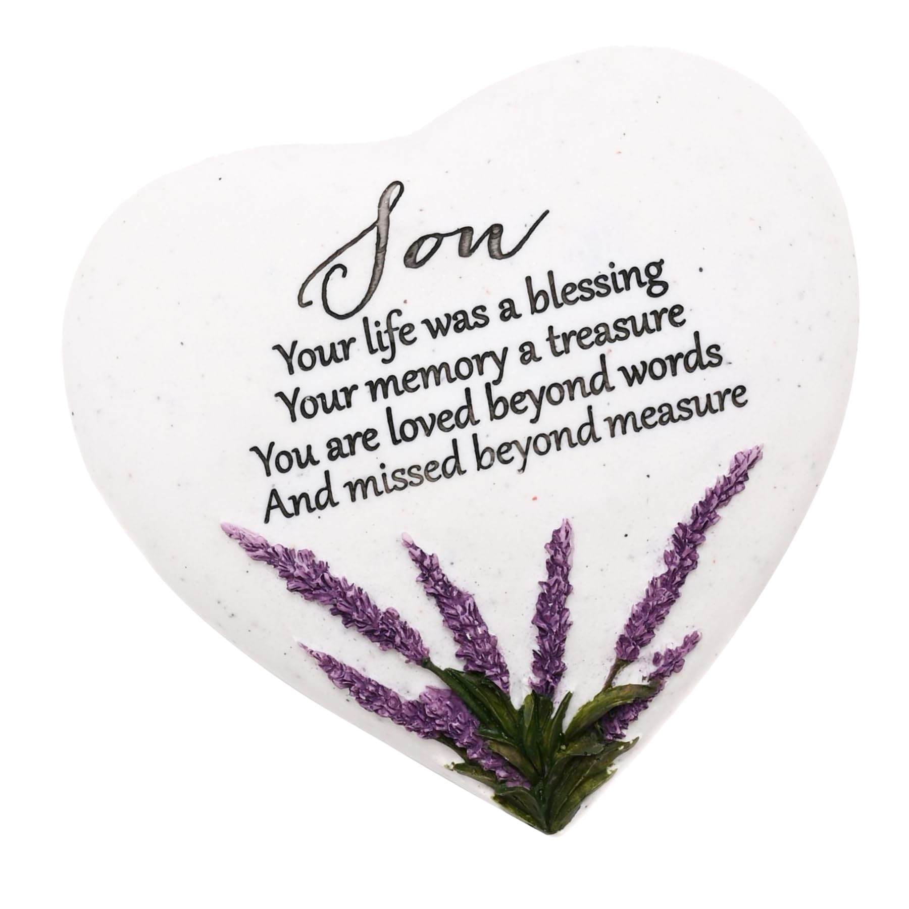 Widdop Thoughts of You Lavender Stone Heart Memorial Plaque - Son