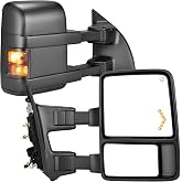 YITAMOTOR Towing Mirrors for 1999-2007 Ford F250 F350 F450 F550 Super Duty | Side Tow Mirror Arrow Signal Light Power Adjusted Glass Heated Manual Folding Telescoping Pair Set