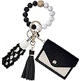 BIHRTC Silicone Key Ring Bracelets Wristlet Keychain Wallet with Net Chapstick Holder for Women