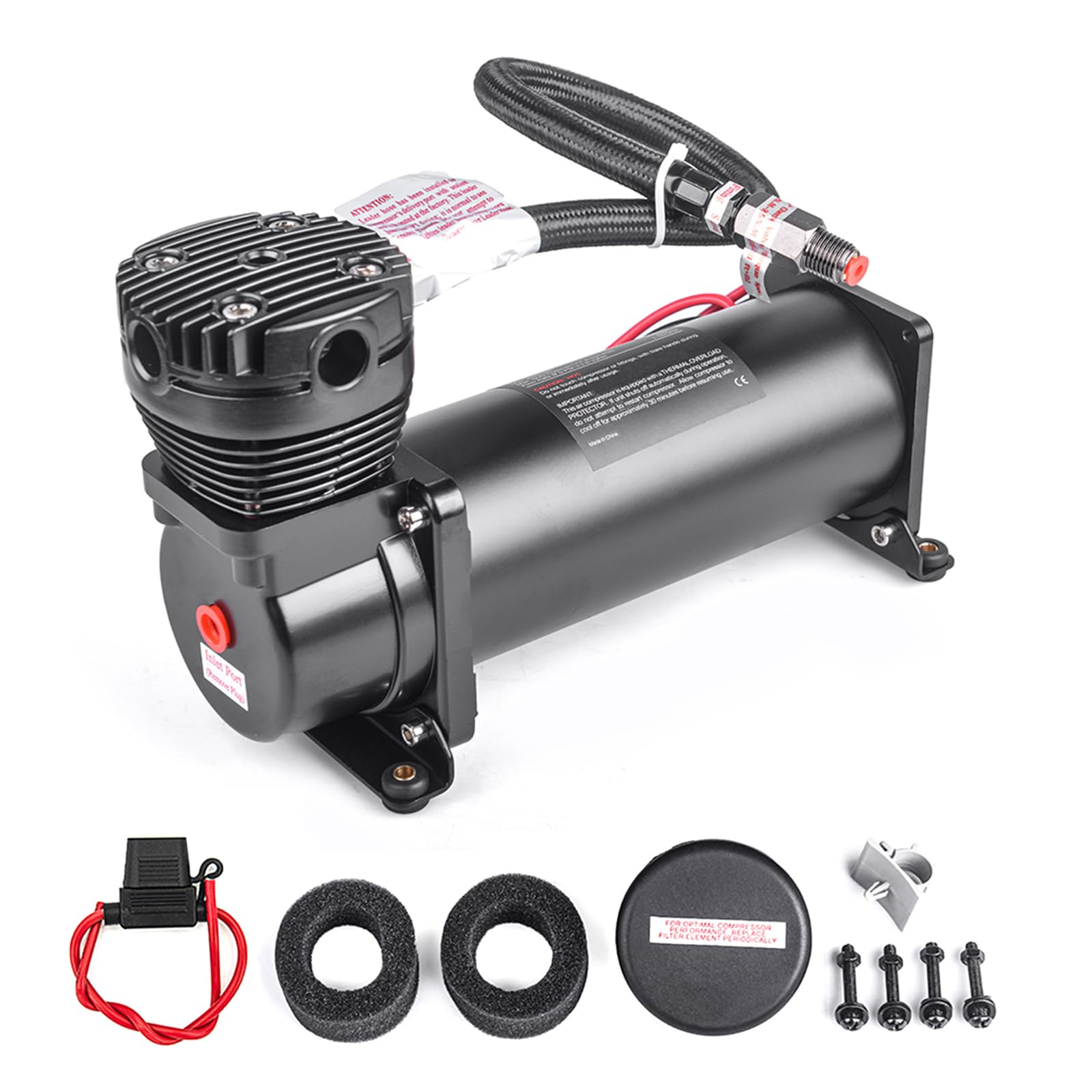 Photo 1 of ZHSYMX Heavy Duty 200 PSI Air horn Compressor, 1/4 NPT Train Horn/Air Ride Compressor, Fittings for 12V Train/Truck/Car,Air Suspension BLACK