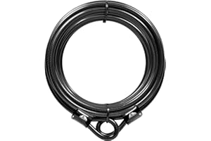 MARQUE Security Steel Cable - 3/8 inch (10 mm) Thick (4', 7', 15', 20' or 30') Vinyl Coated Braided Steel Cable with Double Sealed Looped Ends for U-Lock, Padlock, Disc Lock (30 FT)