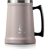 Ideus Insulated Beer Stein, 24/32oz Stainless Steel Double Walled Beer Mug Giant Bar Drinkware Metal Beer Cup with Big Grip Handle (Dusty Pink, 24oz (710ml))