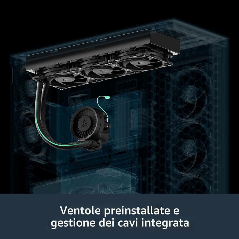 Liquid Freezer III Pro 420 - Dissipatore AIO per CPU, 3 x 140 mm Raffreddamento a Liquido, Radiatore da 38 mm, Pompa PWM, Ventola VRM, AM5/AM4, Intel LGA1851/1700 Telaio di Contatto - Nero