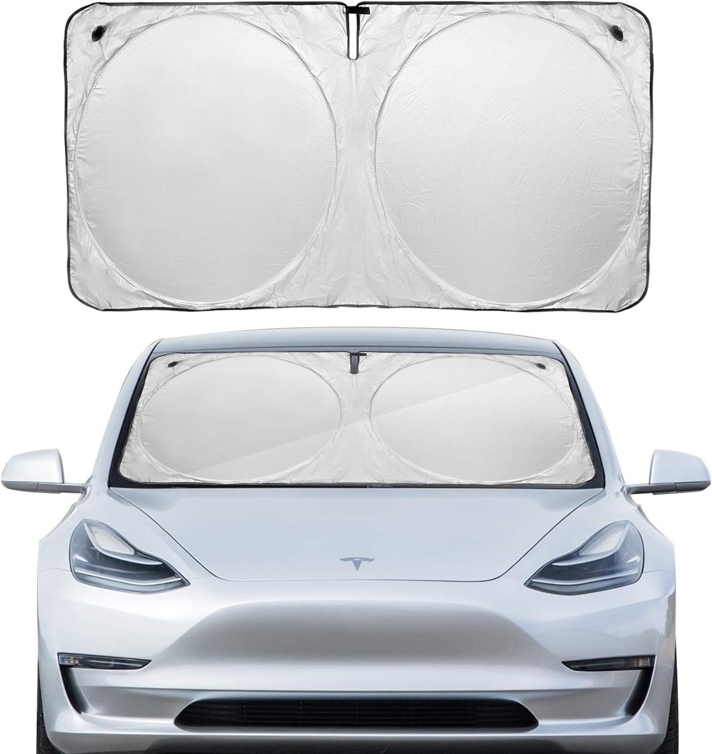 BASENOR Tesla Model 3 Model Y Windshield Sunshade Folding Sun Visor Protector Sun