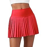 CRZ YOGA High Waisted Pleated Tennis Skirts for Women - Mini Lined Casual Tummy Control Skort with Pockets