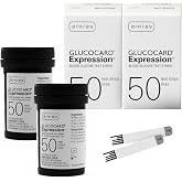 ARKRAY GLUCOCARD Expression Glucose Test Strips, 100 Count, No Coding | Compatible with GLUCOCARD Expression Meter. 0.8uL Sample, 6-Second Results. No Coding Required, Just Insert &amp; Test.