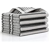 SALAS Premium Cotton Kitchen Dish Towels for Drying Dishes,Large Long Kitchen Hand Towels, Thick Highly Absorbent Dish Clothes Tea Towel Sets with Hanging Loop, 16" X 26", 4 Pcs, Gray