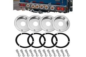 Ronybuy 4PCS Watermelon Lights Bracket, 4.3" Round Watermelon Light Bunk Adapter, Stainless Steel Marker Light Bezel Cover, Mounting Bracket Fit Any 4.3" Hole for Truck RV Trailer, with Gasket Screws
