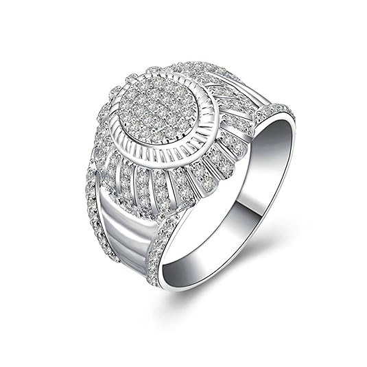 Beydodo Sterling Silber Ring Männer Solitär Rund Brillant Weiß Zirkonia Verlobungsringe Partnerring Silber