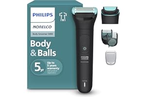 Philips Norelco Body Groomer 5000 Series, Intimate Hair Shaver & Trimmer for Men with Interchangeable & Adjustable Full Body Trim & Shave Heads, 100% Showerproof, BG5490/50