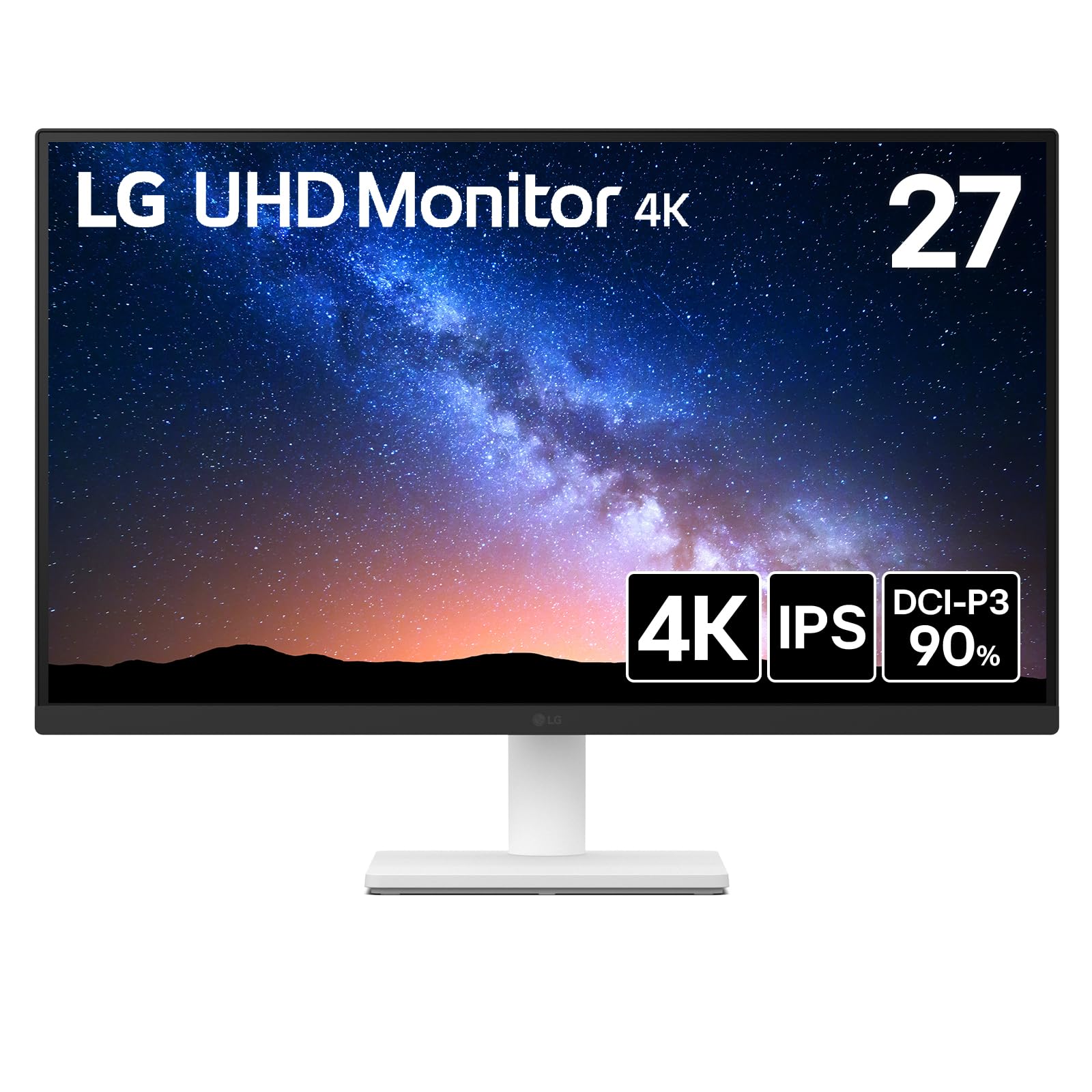 LG モニター ディスプレイ 27US500-W 27インチ/4K(3840×2160)/IPS/約10.7億色表示(8bit+FRC)/DCI-P3 90%/HDR/アンチグレア/HDMI×2/DisplayPort/フリッカーセーフ/ブルーライト低減モード/色覚調整/3辺フレームレス/3年安心・無輝点保証商品画像