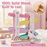 Lehoo Castle Unicorn Wooden Ramp Racer Montessori Toy 1+ Pink view 5