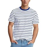 Zengjo Mens Striped T-Shirt Short Sleeve Crewneck Classic Horizontal Stripe Tee Top