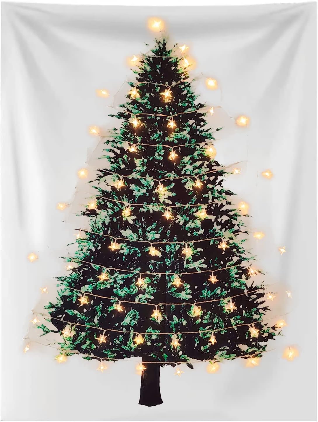 Tapestries - Eimilaly Christmas Tree Tapestry with Lights, Flannel Tapestry Wall Hanging Tapestries Gifts for Xmas Decor, Birthday and Room Decor etc, 60x40in/Warm White