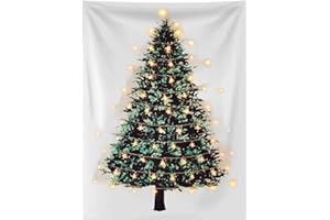 Eimilaly Christmas Tree Tapestry with Lights, Flannel Tapestry Wall Hanging Tapestries Gifts for Xmas Decor, Birthday and Room Decor etc, 60x40in/Warm White