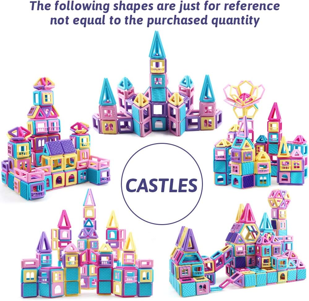 Amy&Benton Mini Castle Magnetic Building Blocks 132PCS for Kids Babies and Toddlers Small STEM Educational Toys: Toys & Games