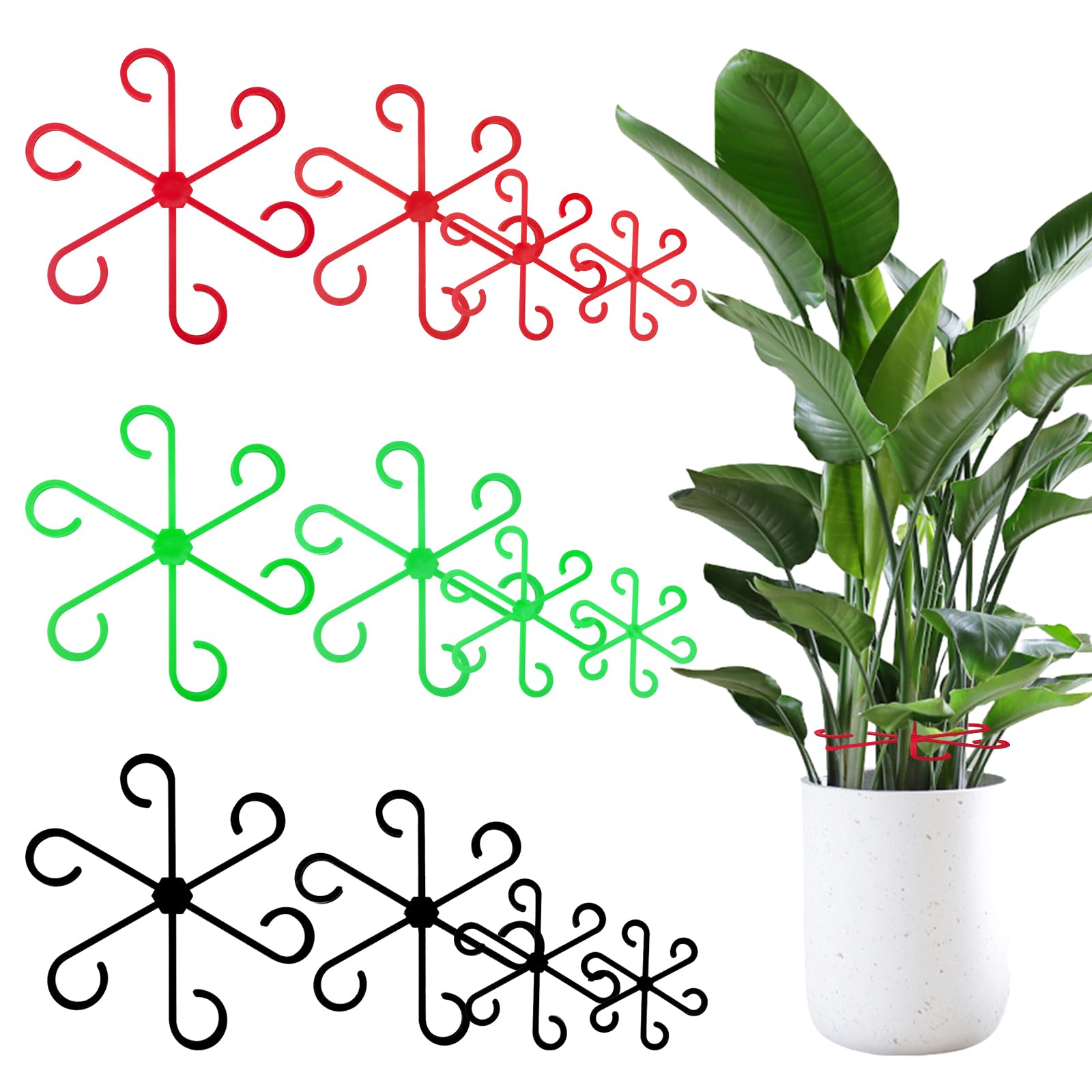TAGOQUEN 12 Pcs Plant Supports for Indoor Plants,Plant Support Stakes Indoor Climbing Houseplant Stem Stabilizer, Plant Trellis for Thriving Growth - 4 Sizes Gardening Hook Accessories