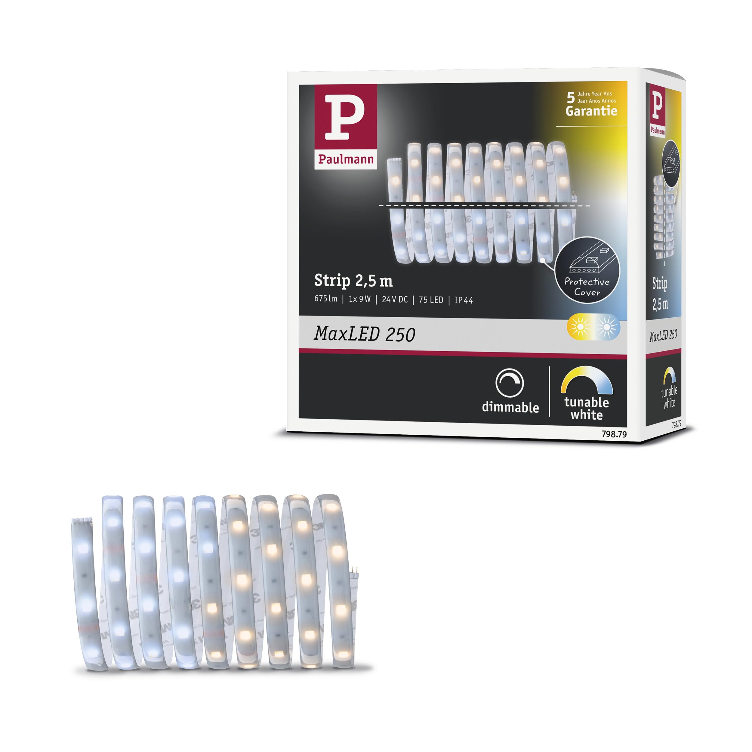 Paulmann 79879 MaxLED 250 LED Strip 2.5m tunable White IP44 Protect Cover incl. 1x8.8-watt Strip Lighting Strip 2700 K