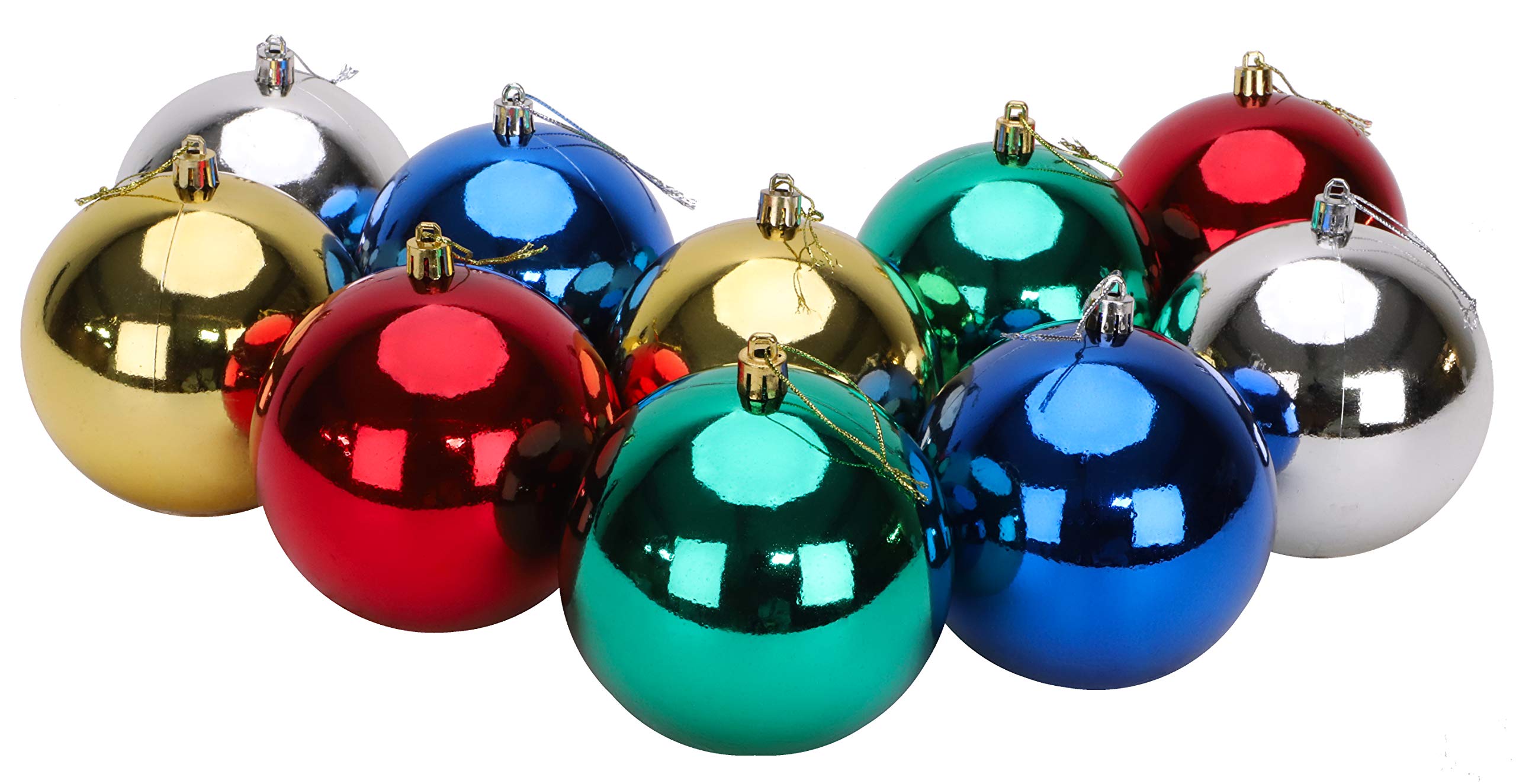 Toyland® 10 Extra Large 100mm Colour Christmas Baubles - Christmas Tree Decorations (Assorted)