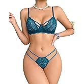 Avidlove Lingerie Sets for Women Sexy Lace Bra and Panty Set Wireless 2 Piece Lingerie Outfit