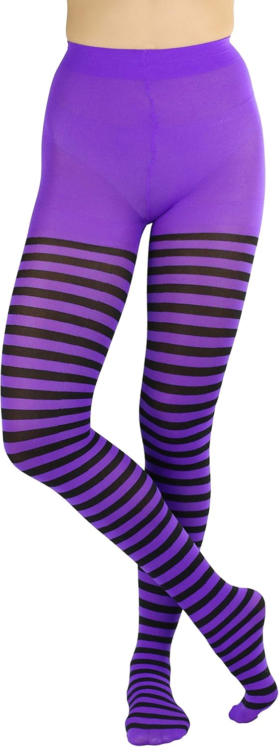 ToBeInStyle Women's Nylon Horizontal Striped Tights at  Women’s Clothing store