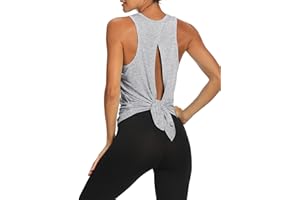 Bestisun Workout Tops Open Back Shirts Gym Workout Clothes Tie Back Musle Tank for Women