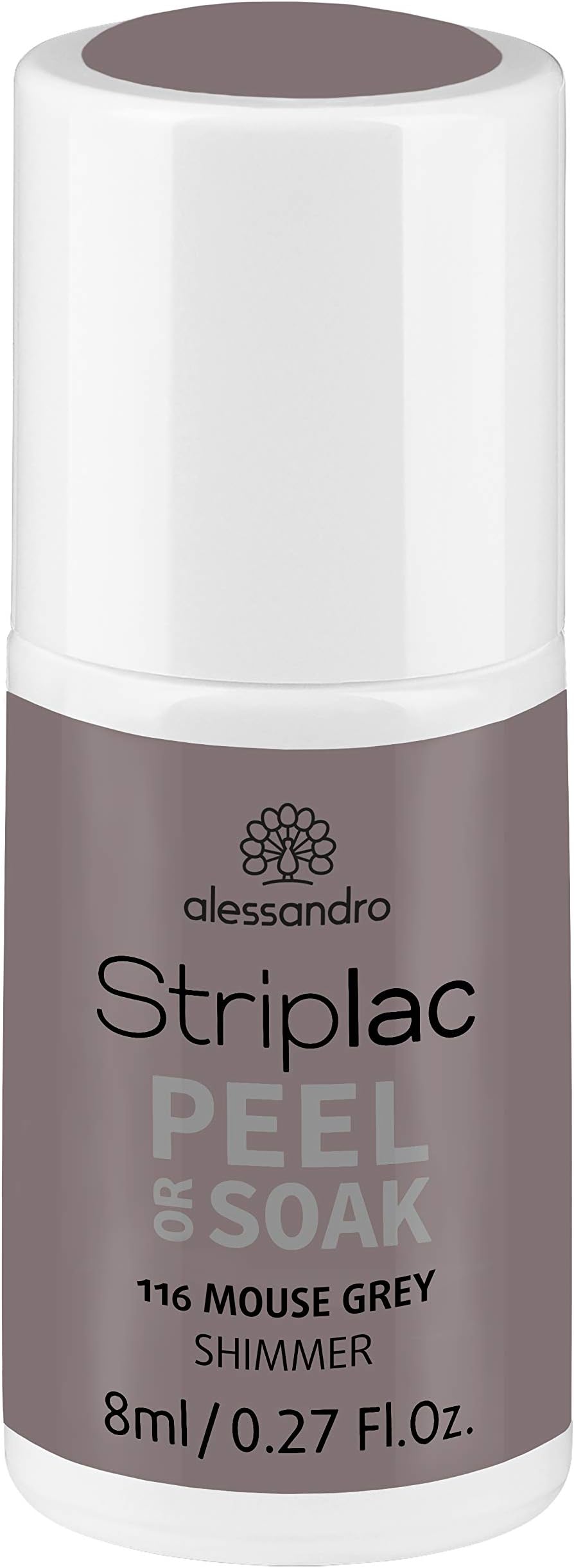 alessandro Striplac Peel or Soak Vegan Mouse Grey - UV Nail Polish in Delicate Grey - For Perfect Nails in 15 Minutes 8 ml
