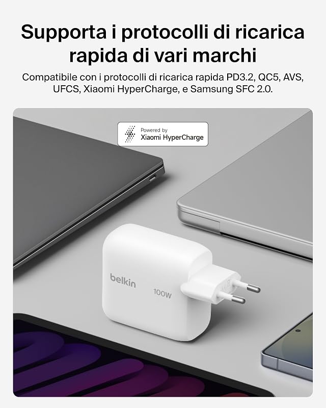 BOOSTCHARGE 100W USB-C GAN CHAR - WHITE / W/ 1.5M USB-C CABLE