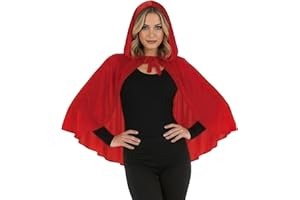 fun shack Red Cape, Red Riding Hood Cape Women, Adult Little Riding Hood Costume, Short Cloak, Womens Halloween Costumes