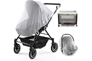 JIANGCHA 2 Pcs Mosquito Net for Stroller - Baby Mosquito Net for Bed - Durable Crib Nets for Pushchairs, Bassinets, Cots, Pack N Plays and Portable Mini Cots with 1 Storage Bag (White)