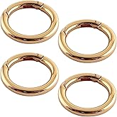 1 inch Spring O Ring Round Carabiner Snap Clip Hook Circle Keyring Buckle for Bags Purses Keychain Zinc Alloy Light Gold (4 Pcs)
