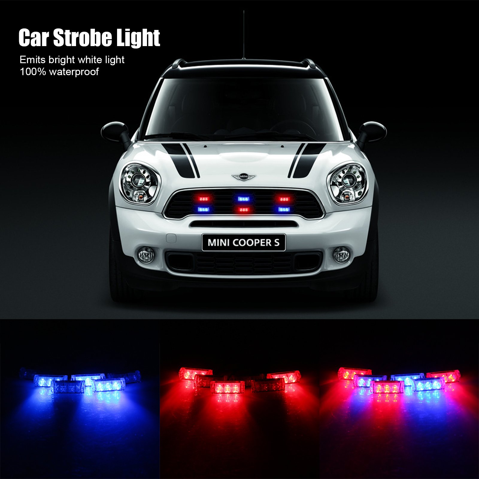Strobe speed light car emergency warning strobe light 6 bars 3LED blue