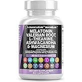 Clean Nutraceuticals Melatonin 10mg Valerian Root L Theanine 200mg Ashwagandha - Sleep Support for Women & Men with Magnesium Complex, Lemon Balm, Chamomile, & Passion Flower - 60 Caps