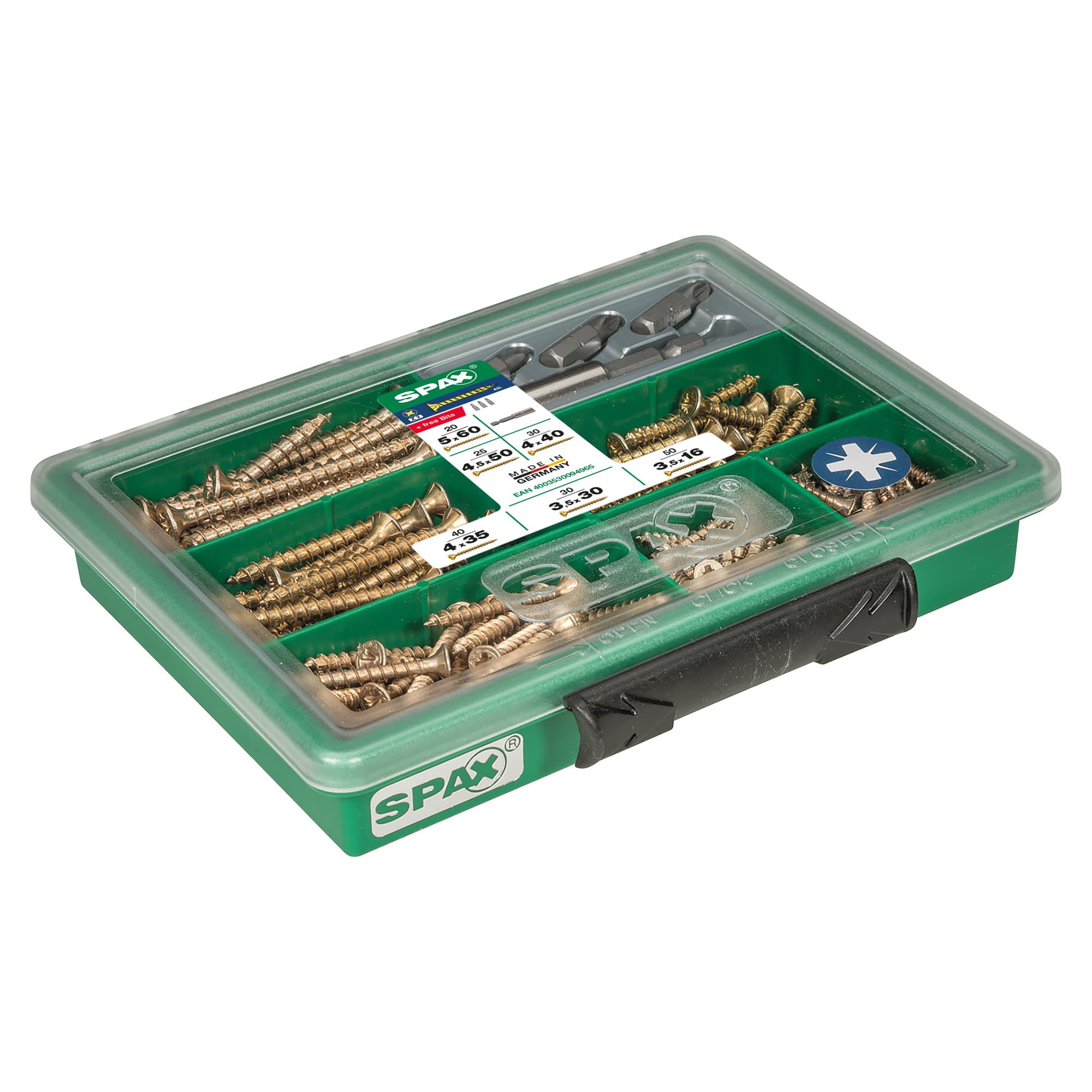 Spax Assorter Kit Pozi Yellow with Bits 199 Pieces (4000001991129)