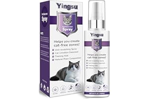 Yingsu Cat Deterrent Spray, Natural Cat Repellent Outdoor and Indoor Spray, Effective Behavior Training Aid Cat Scratch Furniture Protector for Sofas, Curtain, Plants, Rugs-5.07oz